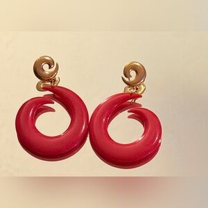 Vintage 80’s Elegant Red and Gold Swirl Earrings